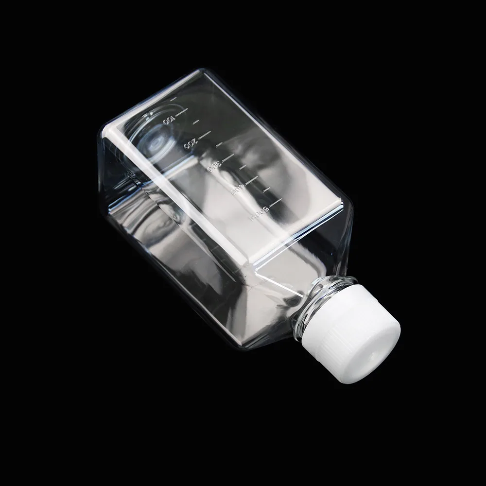 Round shoulder rectangle 500ml high grade petg lab cell culture bottles