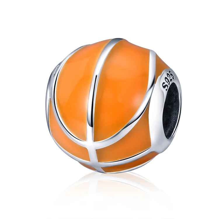Sport Charms Collection 925 Sterling Silver Round Ball Beads Baseball Volleyball Football Badminton Charm Jewelry