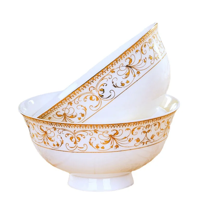 European Style 60 pcs Luxury Gold Edged Ceramic High Quality Bone Porcelain Royal Dinnerware Set