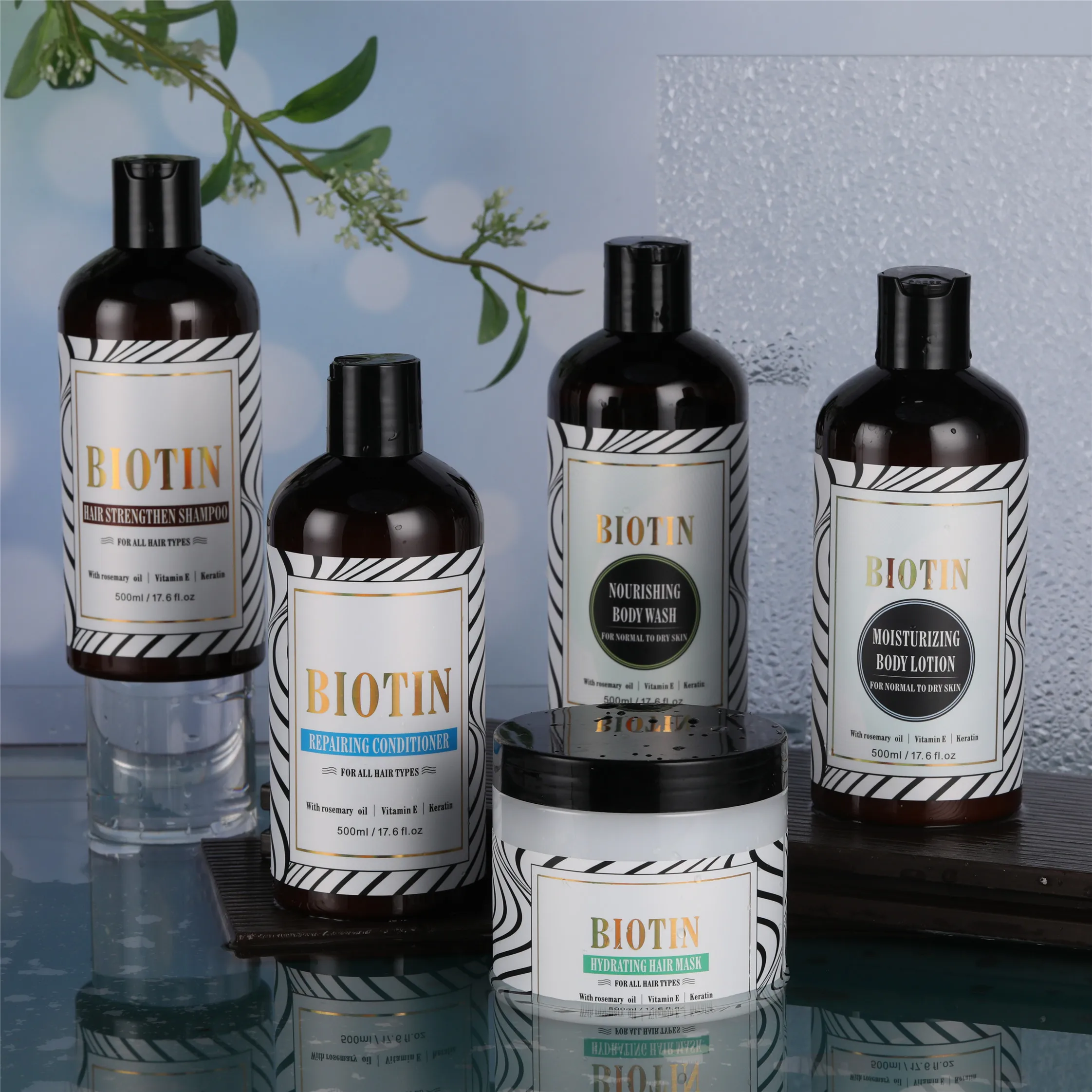 500 мл роскошный ботанический Питательный гель для мытья тела, Натуральный гель для душа с биотином, аминокислотой, витамином Е, экстракт розмарина для мужчин и женщин