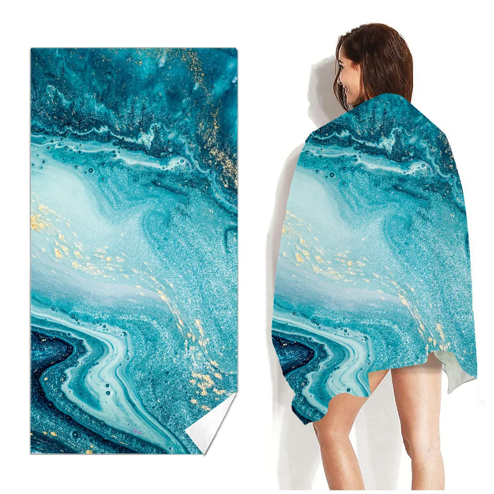Custom printed logo beach towel Ultra moisture absorption fast drying microfiber light weight sand free beach towel