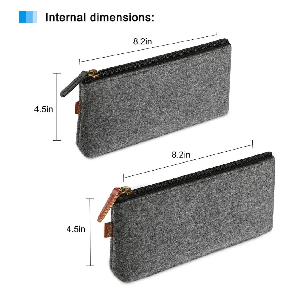 Pencil Bag Pen Case Felt Students Stationery Pouch Zipper Bag Roll up Felt Pencil Bag For Pen Holder desk organizer