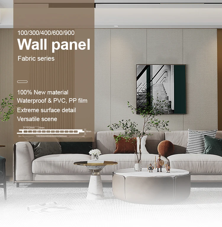 Interior Decor Integrated Wall Panel Bamboo Wood Fiber Flat Paneling PVC Coated WPC Engineering Seamless Splicing Ceiling Board