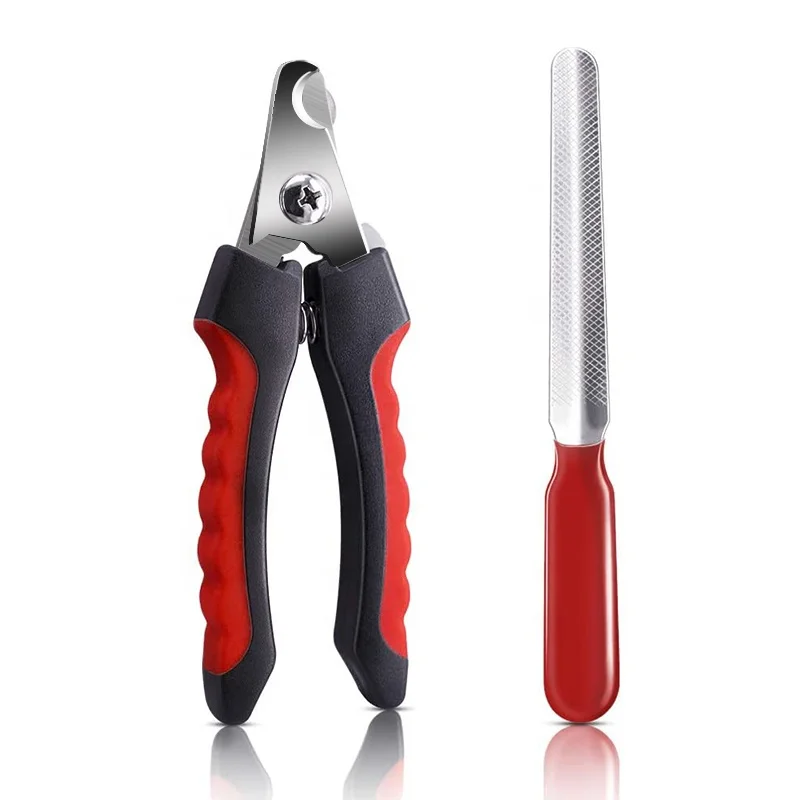 Professional stainless steel Pet cutter Trimmers with Safety Guard to Avoid Over Cutting Dog Nail Clippers with nail file