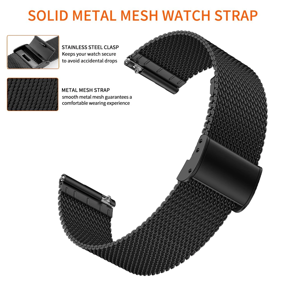 Metal Strap For Amazfit GTS 2/GTS 2 Mini/GTS 2e, 20mm Mesh Woven Stainless Steel Band For Amazfit GTR 42mm/GTS 4/GTS 3