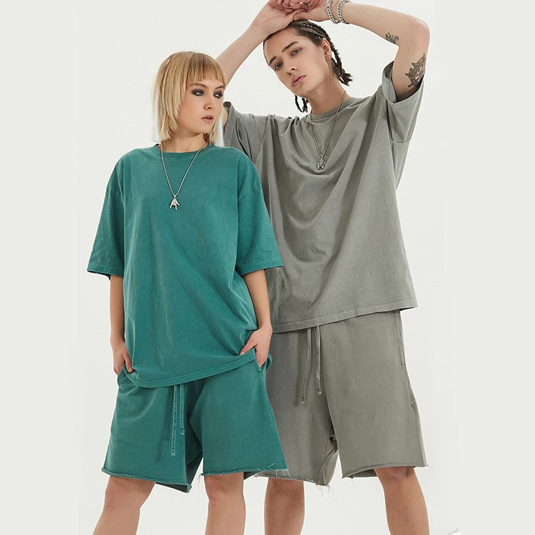 Wholesale 100% cotton plain blank t-shirt drop shoulder t shirt for men designer thick t shirt and shorts