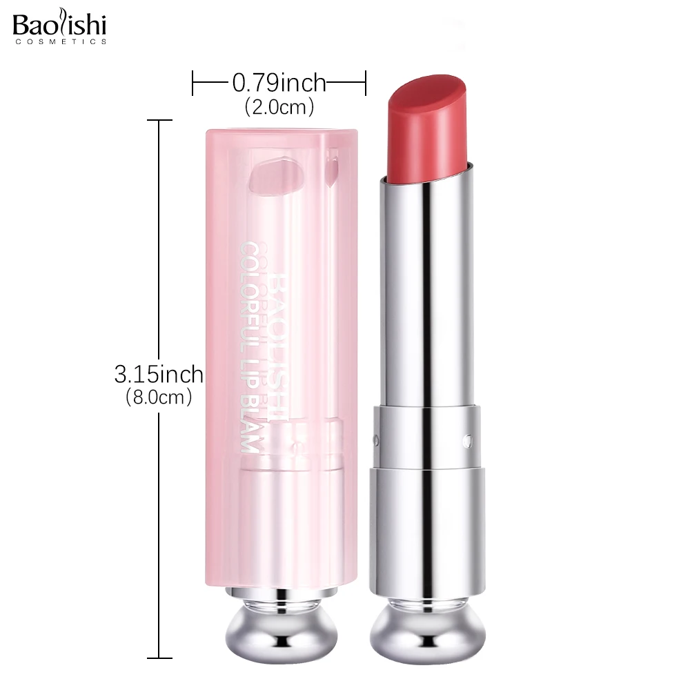 BAOLISHI New Pink Tube Lipstick Colored Moisturizing Lip Balm Lipstick Moisturizing Anti-drying Lip Balm Customized LOGO