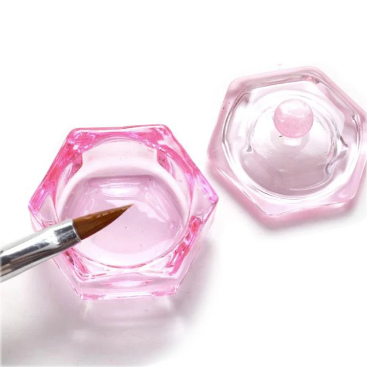 Crystal Pink Dapper dish for nail art acrylic liquid nail art liquid container glass dish