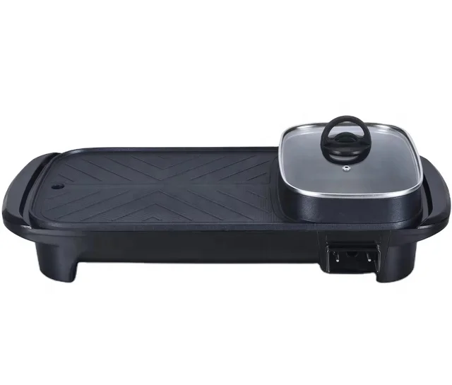 High Quality Home Use Smokeless Cheap and New Design Electric Hot Pot Non-stick Surface Grill Electric Grill With  Pot