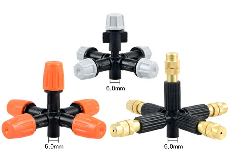 High Quality 5 Nozzle Brass Fogger Efficient Irrigation System Sprayer for Greenhouse Garden Watering Vortex Drip Sprinkler Type