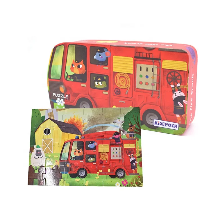 Educational Kids Toys 3d puzzle 24 Pieces Large Fire Truck jigsaw puzzle Develop Brain Learning Games Puzzle