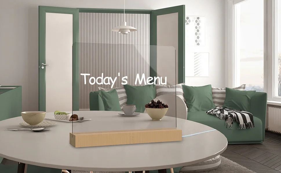 LED Message Board Luminous Acrylic Board for Office Acrylic Dry Erase Board with Light up Wooden Stand Lamp Base