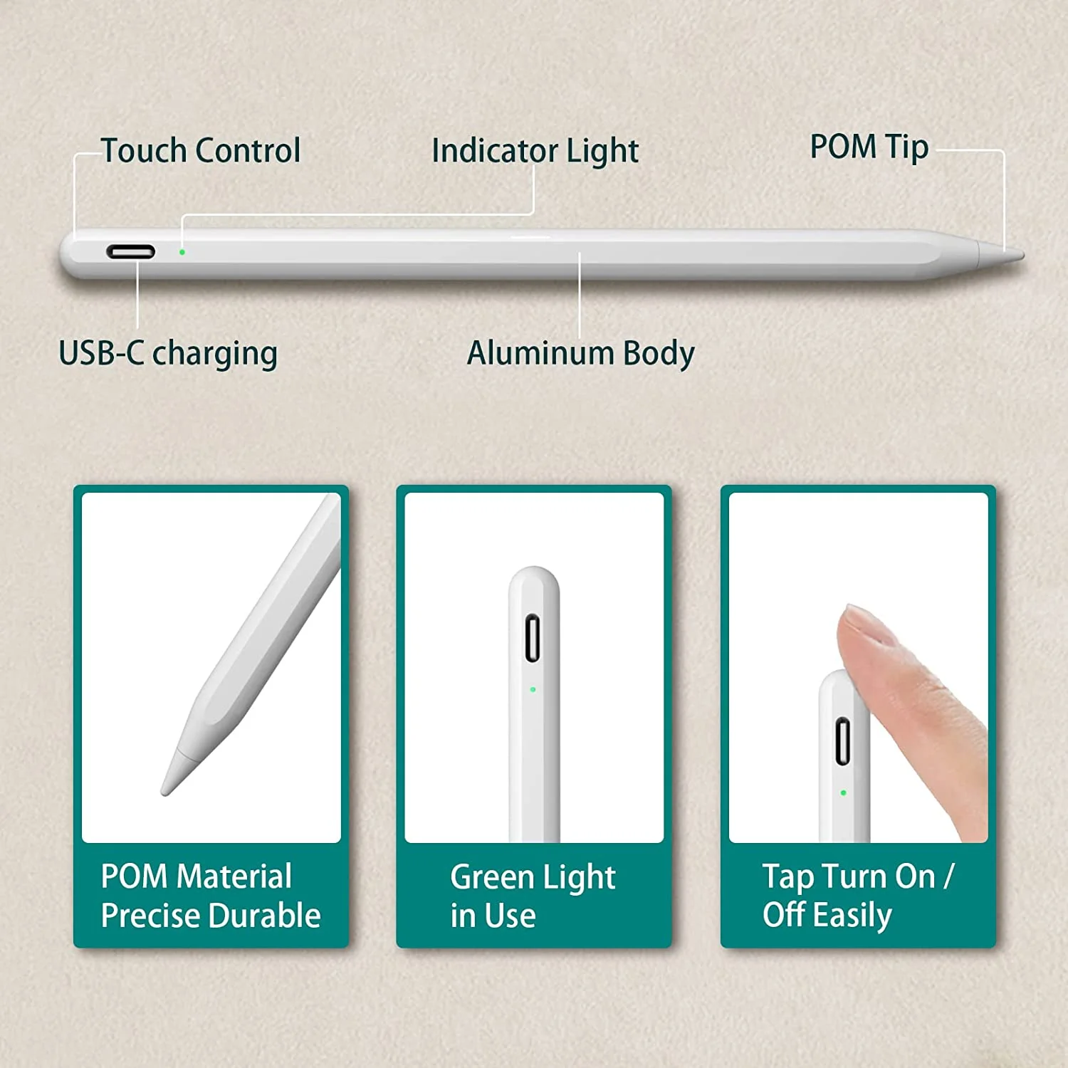 Active Stylus Pen with BT Shortcut Home Back Tilt Magnetic Compatible with iPad 2018-2022