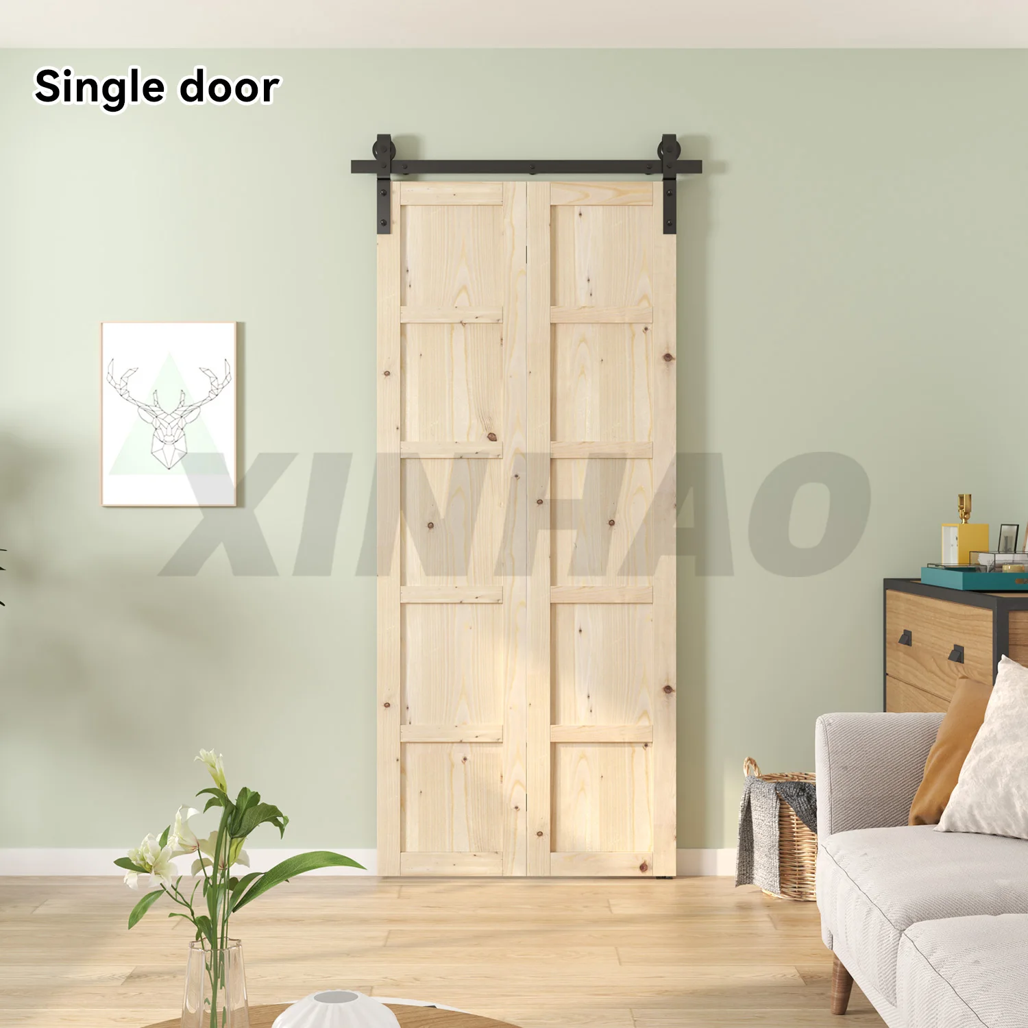 Hot Sale Bi-fold Sliding Barn Door Hardware Kit Four Door Panel Fittings Bi-folding Industrial Folding Door Roller