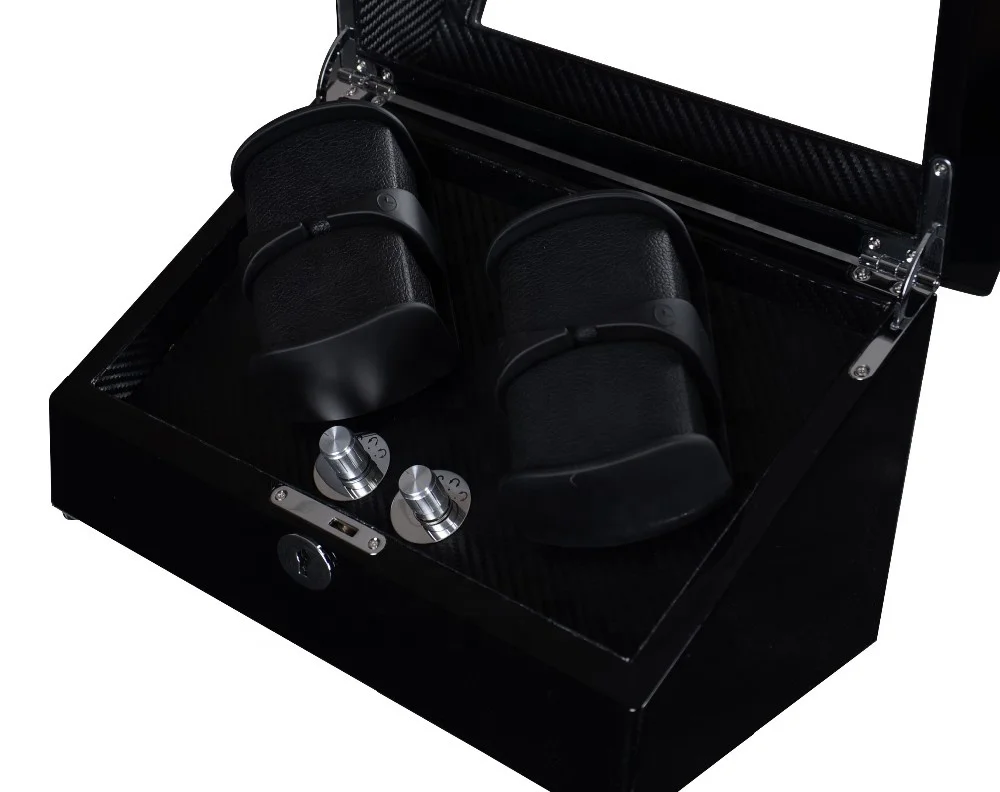 Brown Interior Packaging Luxury 2 rotor 4 slots Automatic Watch Display Winder display Box Automatic Watch Winder