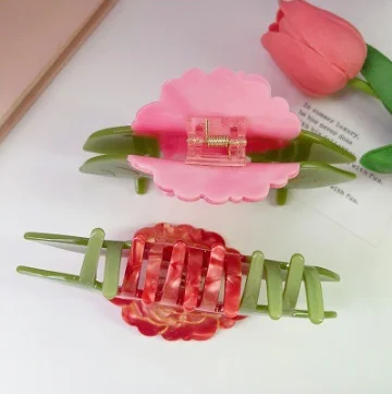 French New Shape Flower Hair Claw Clips Sweet Elegant Cellulose Acetate Flower Hair Clip Accessories For Women