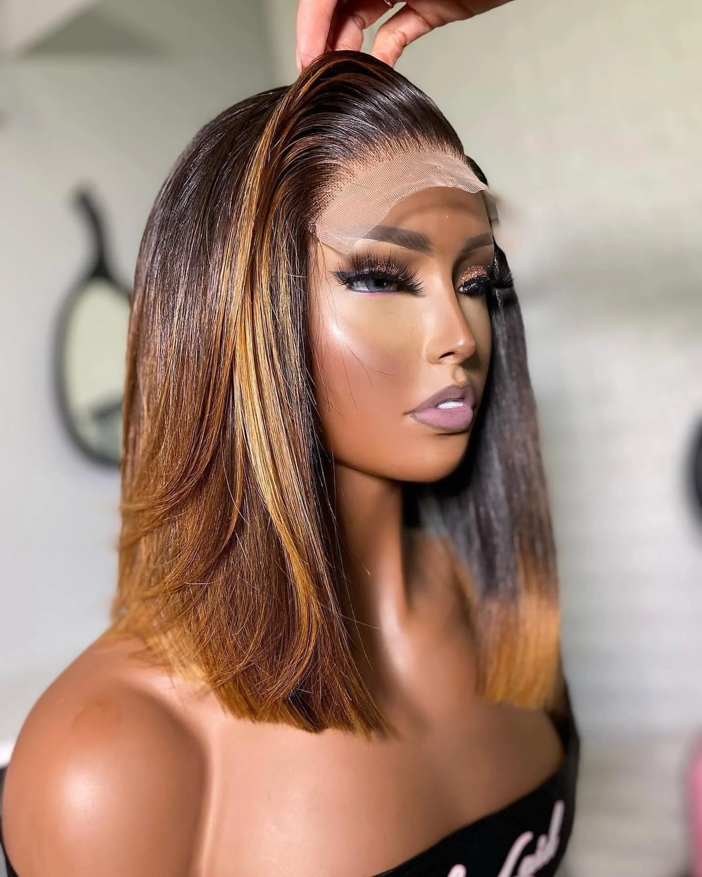 Factory wholesale natural full frontal closure lace wig brazilian human hair wig