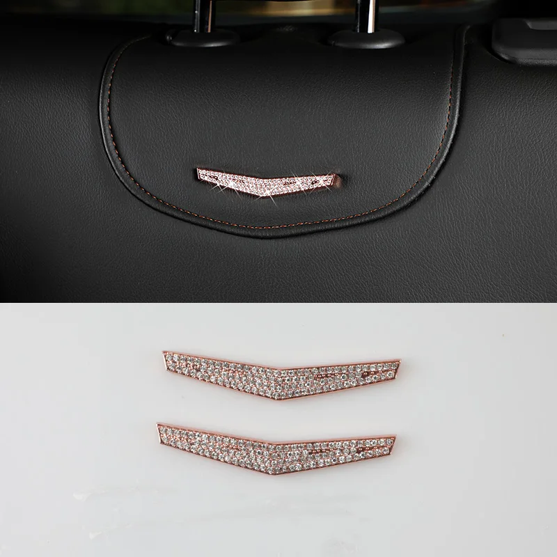 4PCS Car Seat back V logo decoration diamond stickers for Cadillac XT4 XT5 XTS XT6 CT6 ATS SRX Interior accessories
