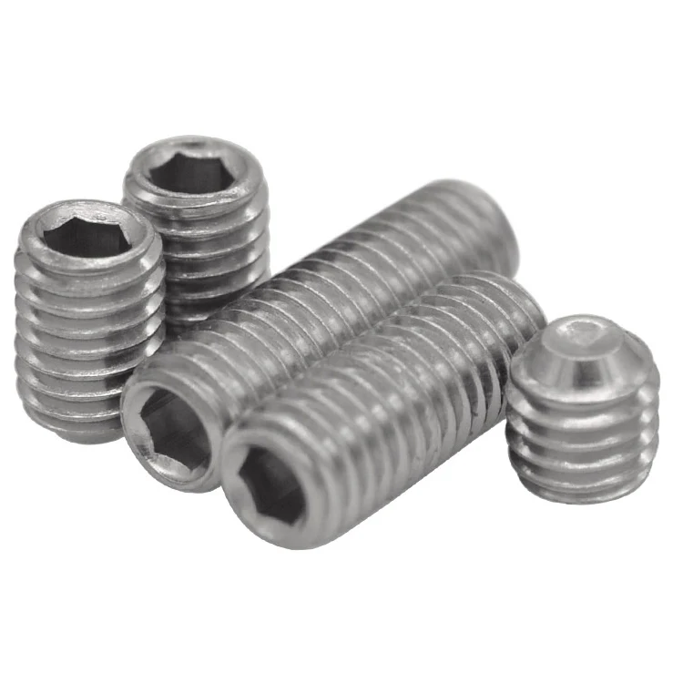 DIN916 Flat Set Screw 304 Stainless Steel Inner Hexagon Socket Set Screws With Flat Point Headless Grub Screw