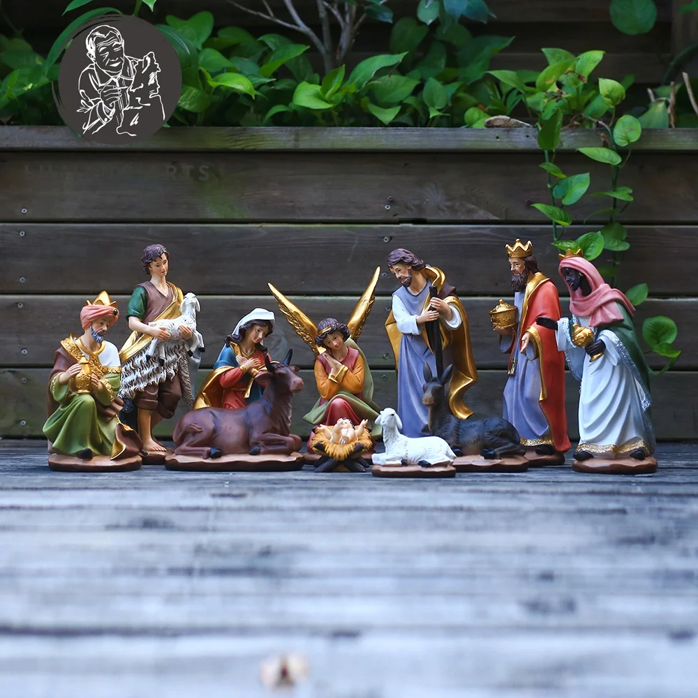 Christmas Set Gifts Bethlehem Nights Christmas Nativity Scene Classic Figurines Religious Indoor Decoration Resin Ornament