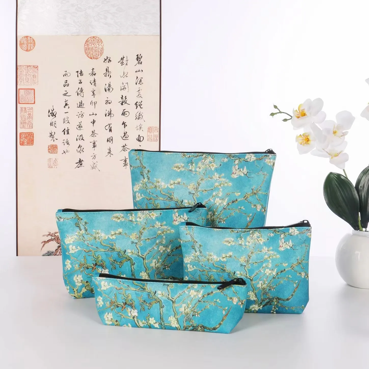 New Van Gogh Apricot Blossom Oil Painting Storage Bag Card Bag Digital Print Customizable Pattern