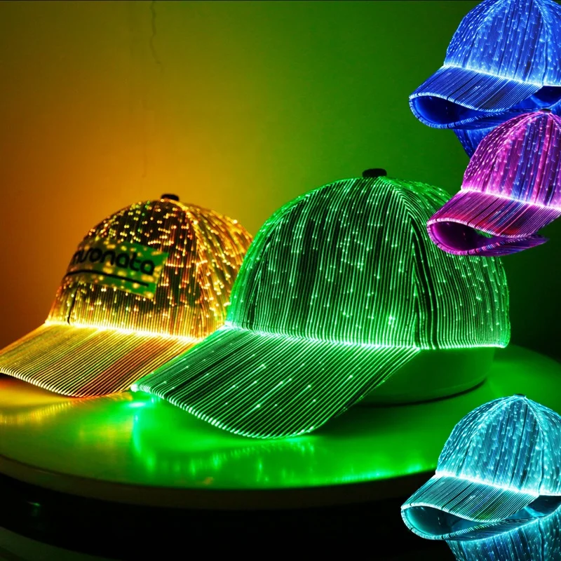 FREE SAMPLE customization led light up shiny party festival hip pop baseball sports hat cap with led light for man woman