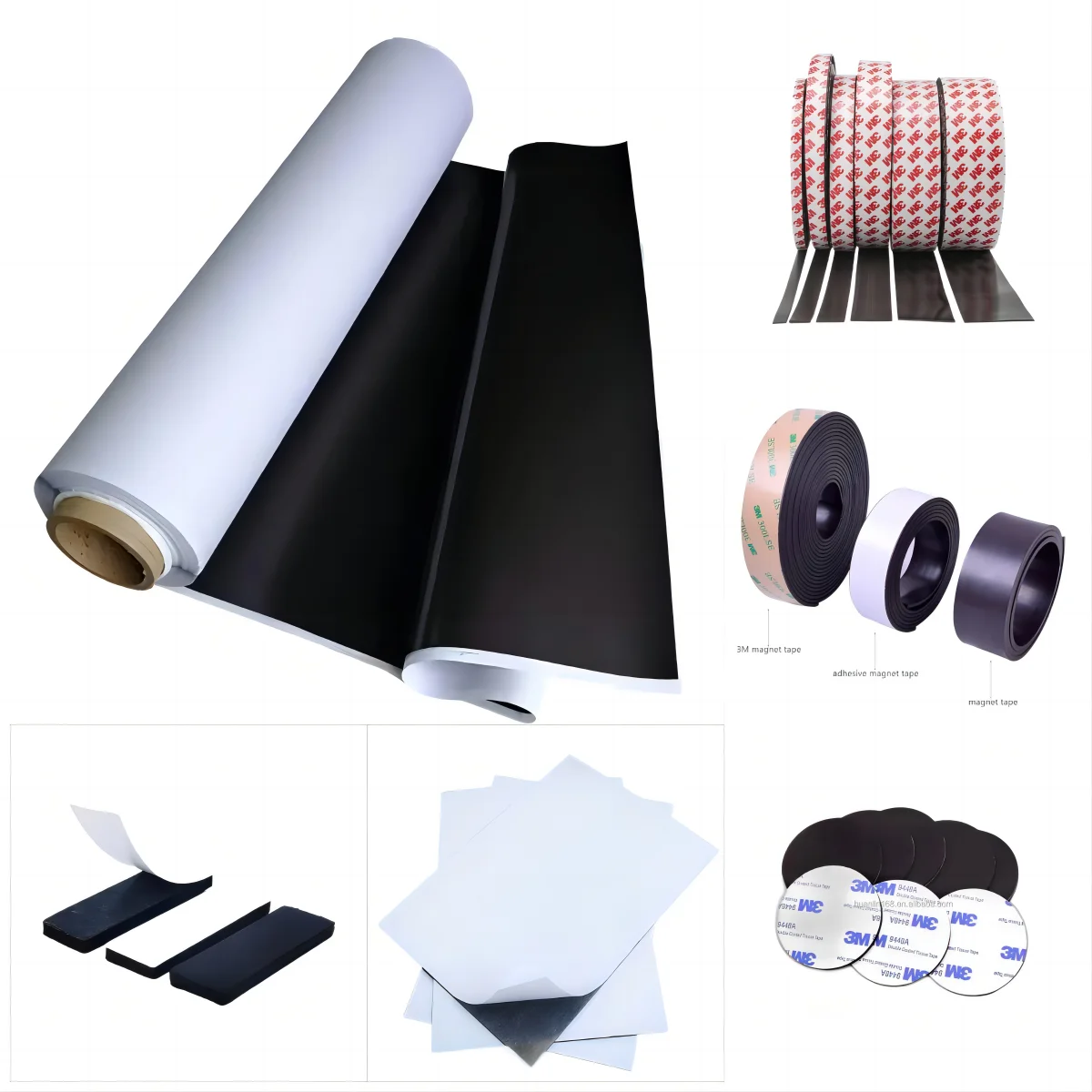 Soft Magnetic Materials 0.5Mm Square Magnetic Sheet Roll Disc Vinyl Pvc Neodymium Fridge Magnets With Adhesive Flexible Magnet