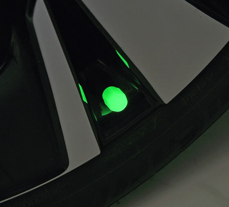 Luminous Valve Caps Fluorescent Night Glowing Car Motorcycle Bicycle Bike Wheel Tyre Hub Luminous Valve Stem Caps Decors