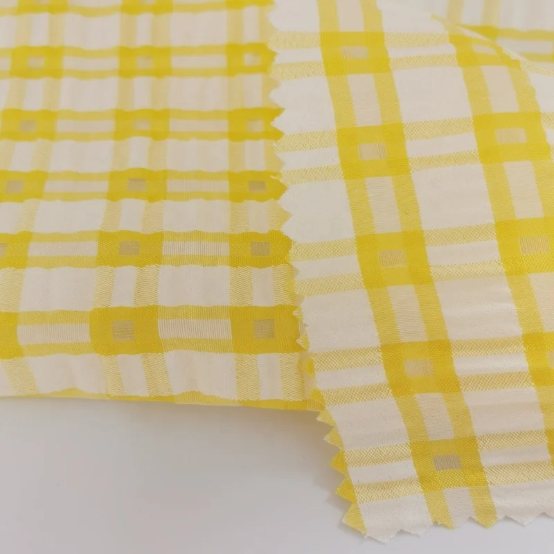 
Keqiao textile rayon polyester bubble fabric dobby check fabric for European for women clothing material 