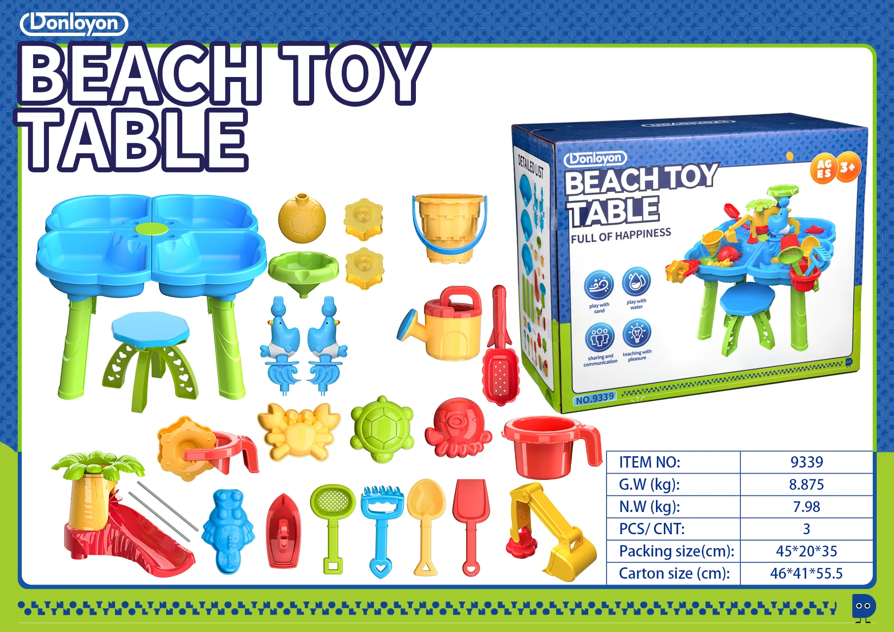 Hot sale High Quality Plastic Summer Beach Outdoor Toy Bucket Tool Set Play Sand Game Sand Beach Table Set Toys