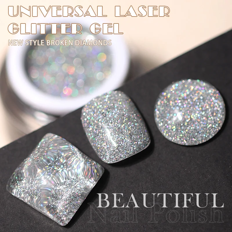 HS New Arrival Laser Effect UV Nail Polish Private Label Holographic Glitter Gel Polish