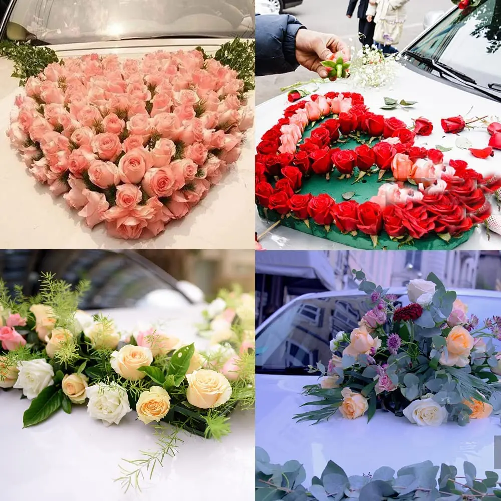 Floral Foam Blocks Heart Shaped Floral Bricks with Suction Cup Tray for Wedding Party DIY Decoration
