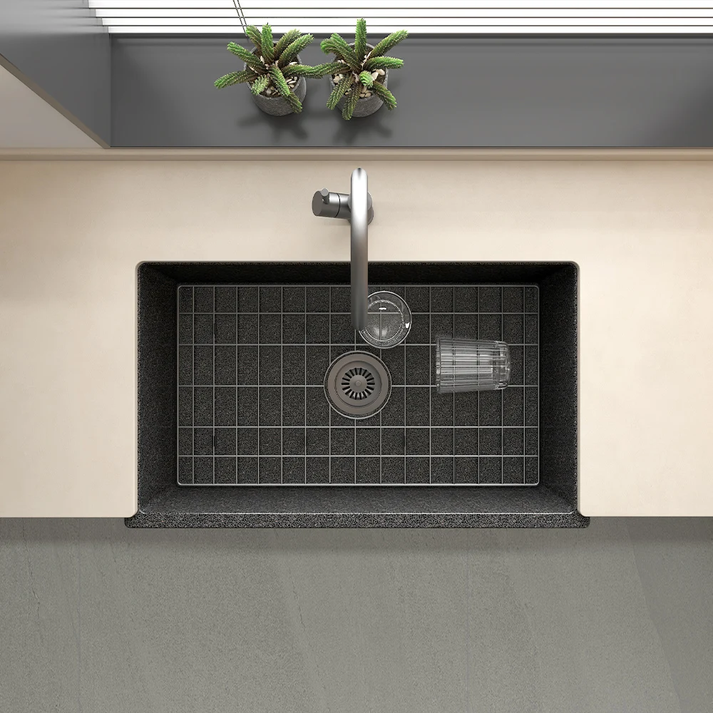 China wholesale modern cUPC handmade rectangular concrete kitchen sink Farmhouse apron front step concrete sink