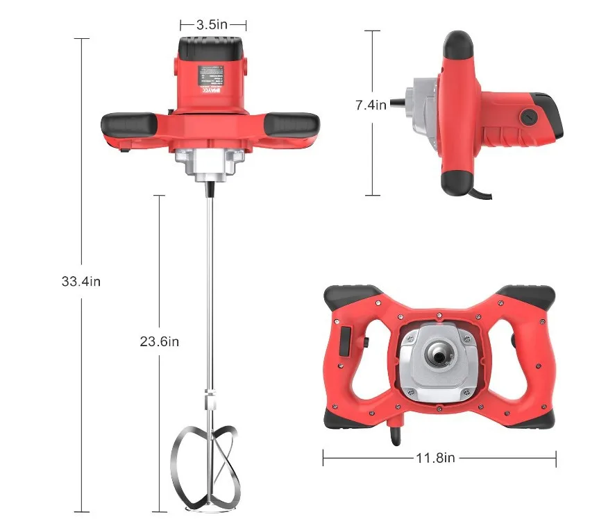 Adjustable Speed Putty Powder Agitator 2.2KW Electric Mixer WIth SS S-type Mixing Rod