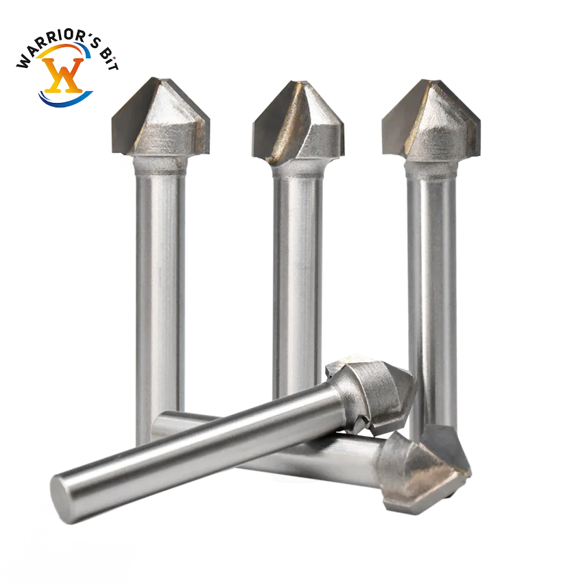 CNC Router Compatible 3D V Groove Carbide Drill Bit High Speed Steel End Mill for Wood