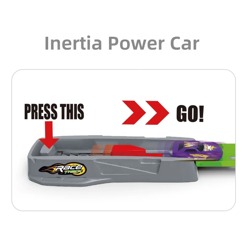 Banatoy 2024 New Railcar Set 360° Spinning Inertia Power Shuttle Catapult Track Set with 1 Alloy Sliding Car for Kids