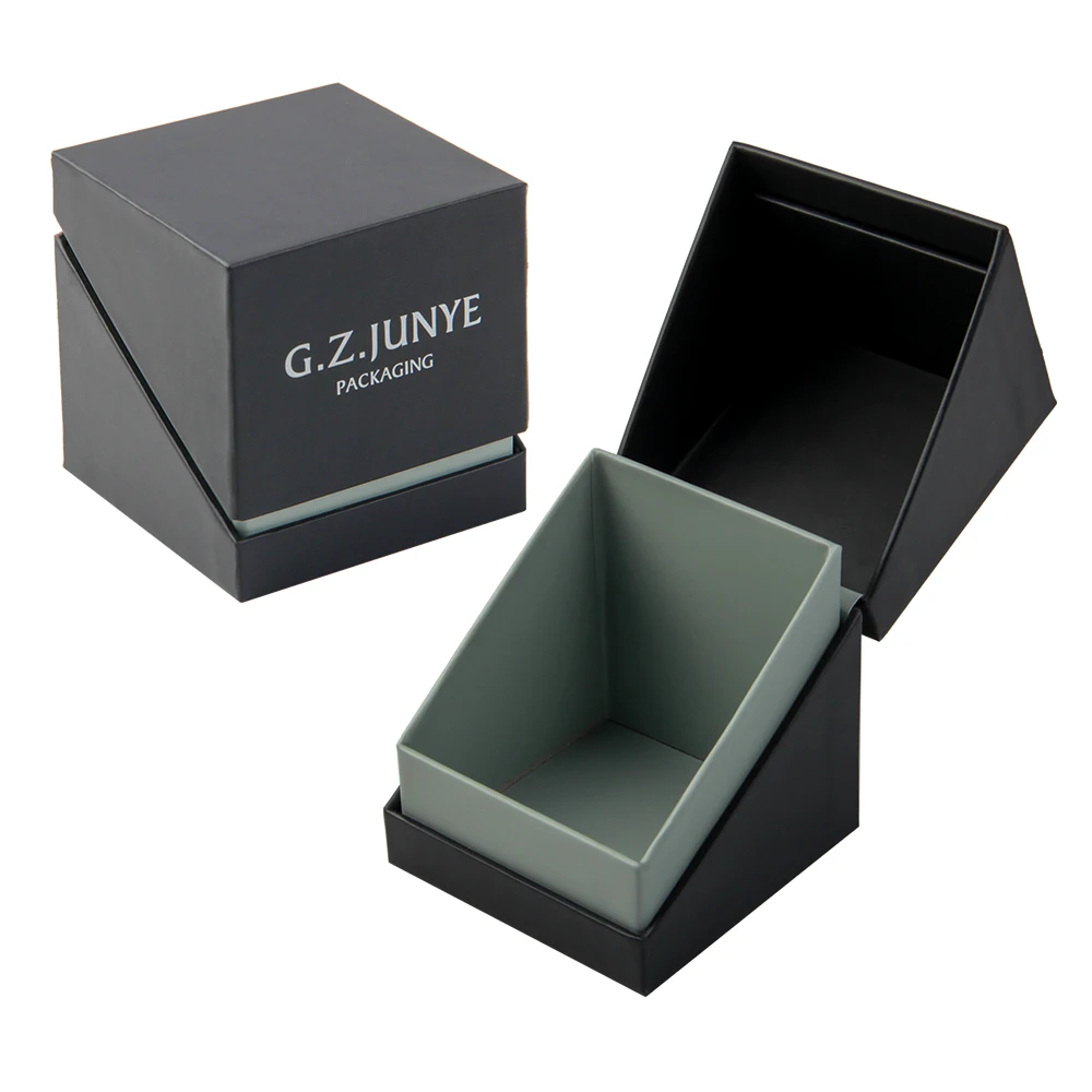 Cardboard black watch packaging box custom reasonable price luxury rigid square watch gift box with lid