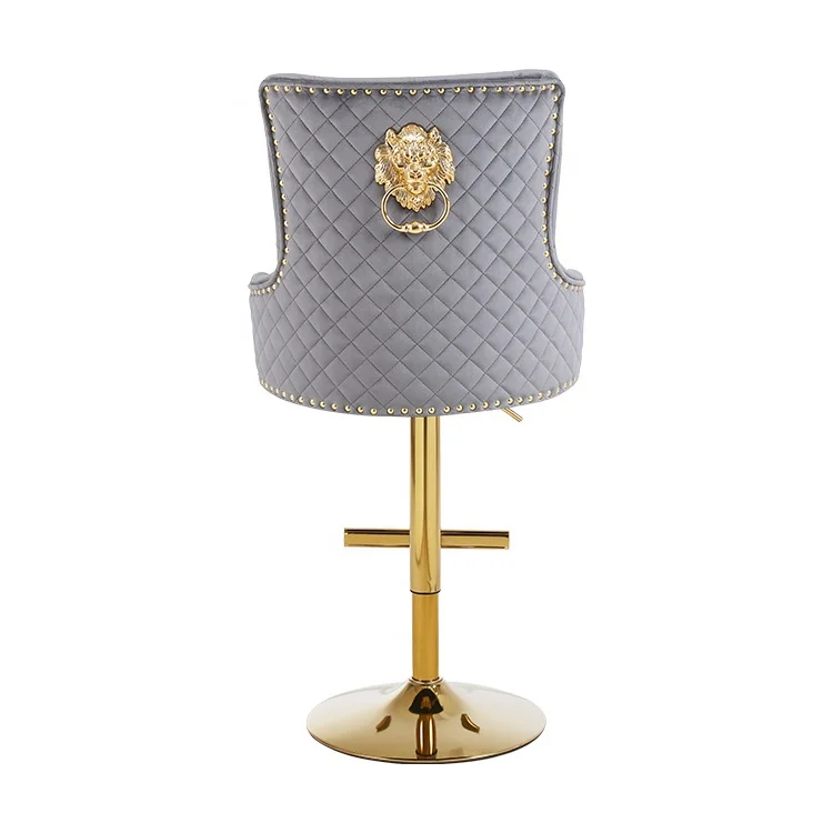 luxury rotate stools high bar chairs stainless steel rose gold metal leg velvet gas lift swivel bar stool bar chair