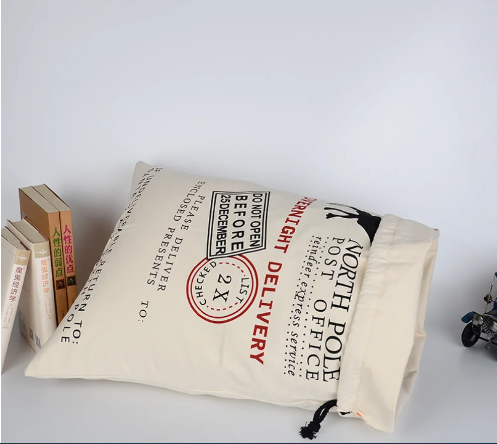 Christmas Cotton Canvas Drawstring Bag Sacks For Santa Gifts Stockings Candy Nuts Package Reindeer Holiday gifts bag