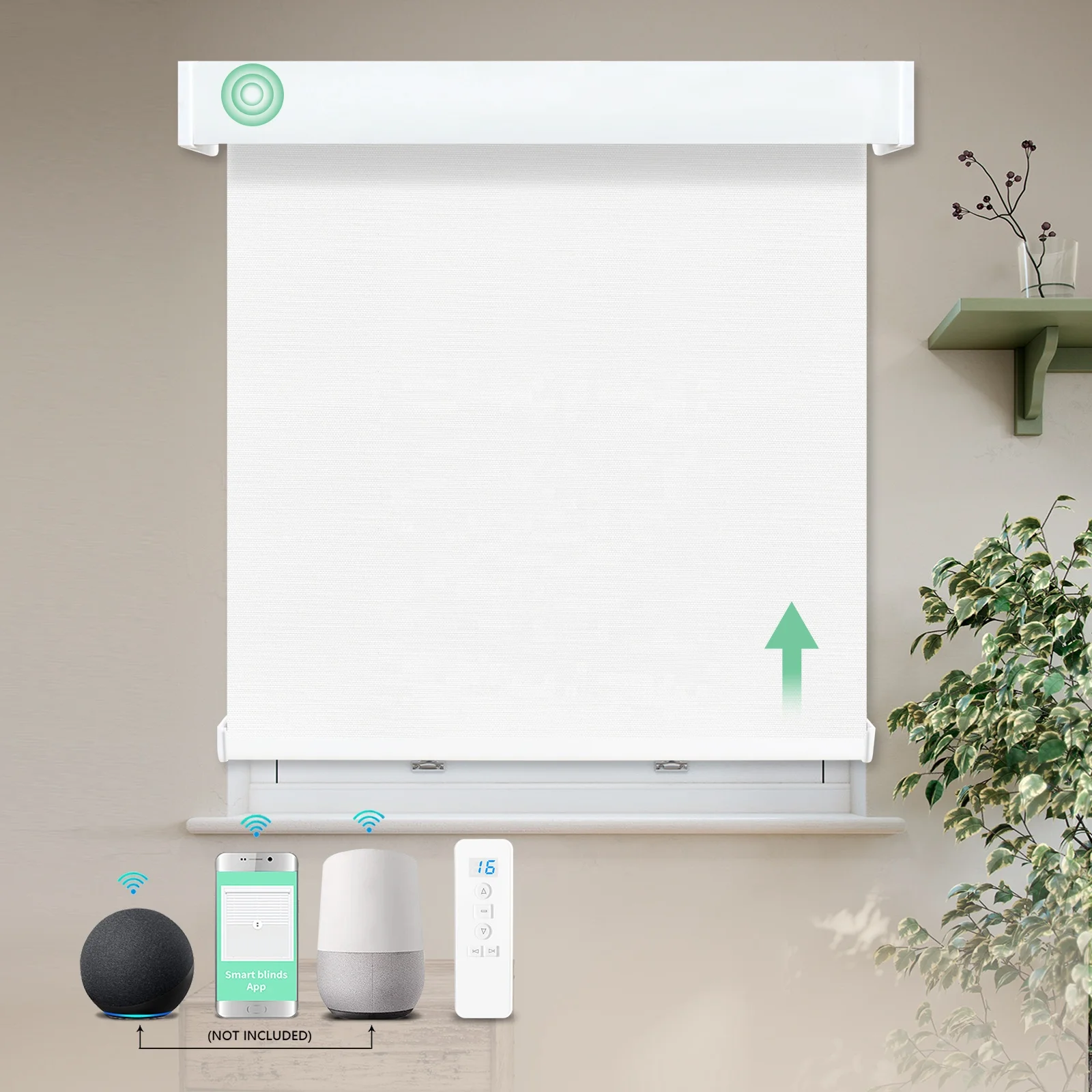 Wireless WiFi Google Tuya Remote Control Shading and Rechargeable Lithium Battery Driver Motorized Roller Blinds For Windows