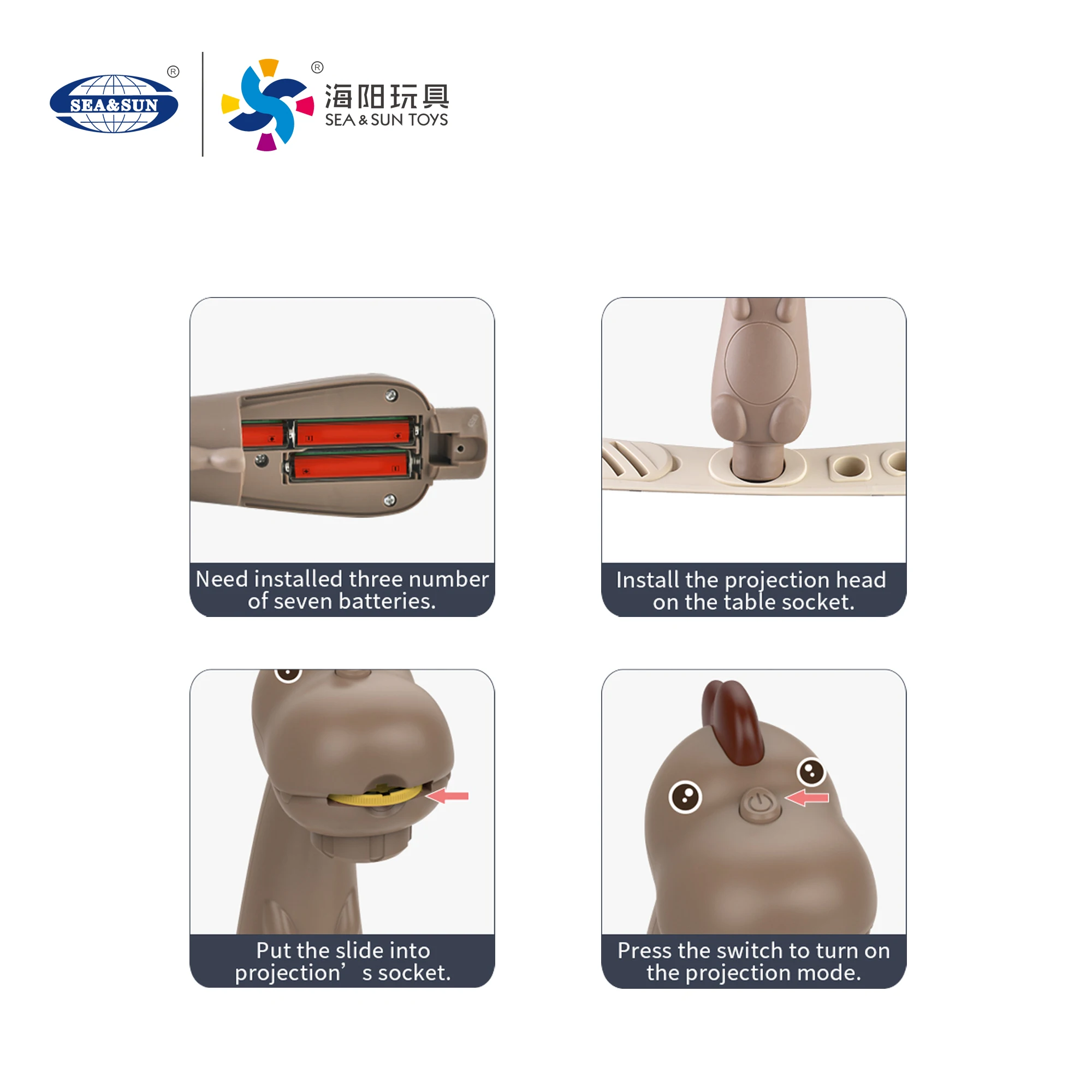 Multi functional dinosaur light projection drawing board