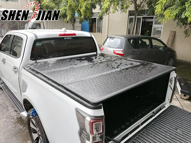 Aluminum Alloy Hard Four Fold Tri-fold Tonneau Cover High Quality Strong Bearing Capacity for Triton Dmax Revo Bt50 Navara