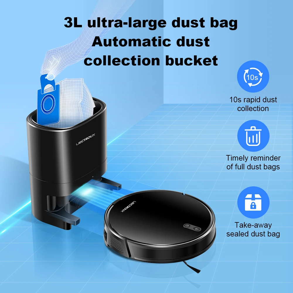 Hot Sale LIECTROUX M200 Wet Dry Mopping Self-emptying Vacuum Cleaner Robot Aspirateur Wifi App Controlled Gyro Robotic Mop
