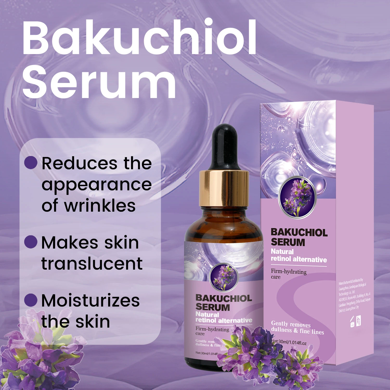 Private Label Face Bakuchiol Serum And Retinol Organic Vitamin C Antiwrinkle Collagen Face Serum Hyaluronic Acid Serum For Face