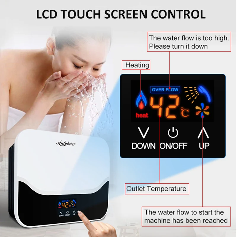 Luxury mini IPX4 designed 5.5KW tankless instant shower room hot water heater geyser on demand