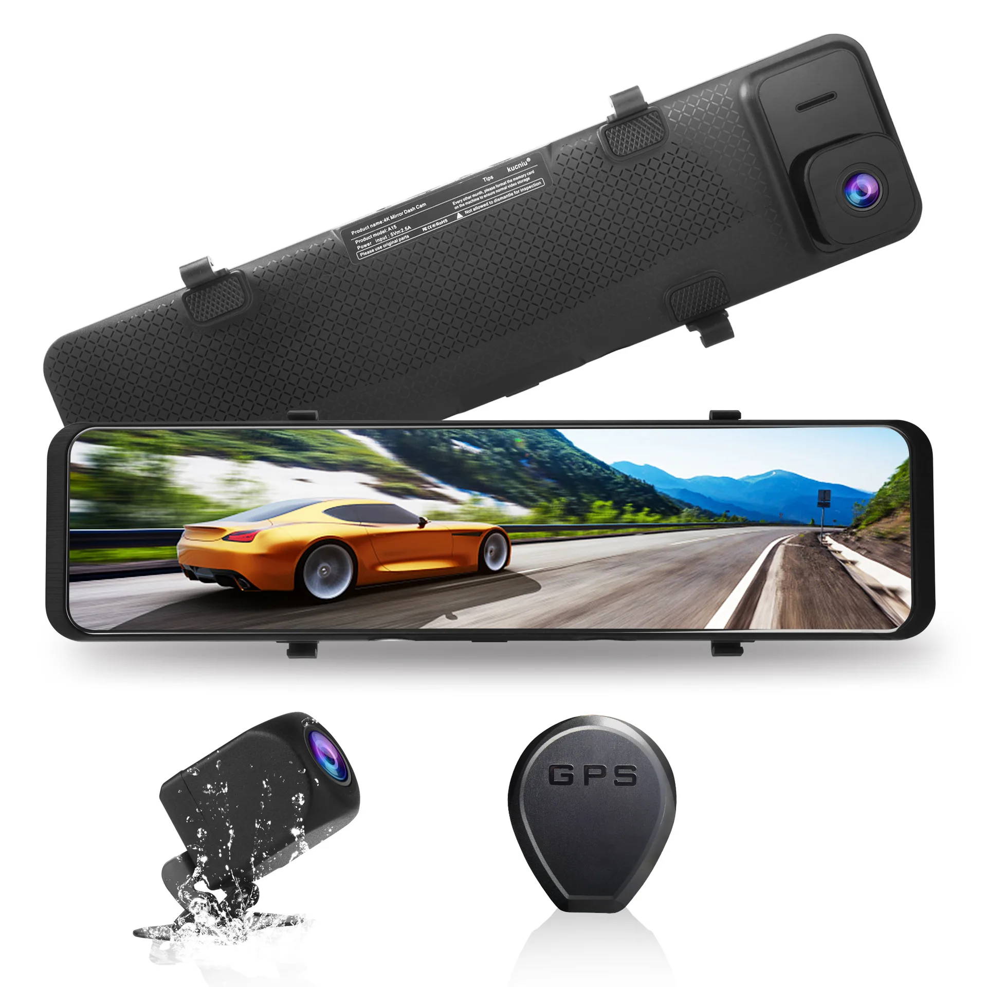 Car Dvr 4K WIFI GPS Rear View Camera Mirror Recorder 12 Inch Dash Cam Video Track Sony IMX415 Ultra HD 3840*2160P Camera