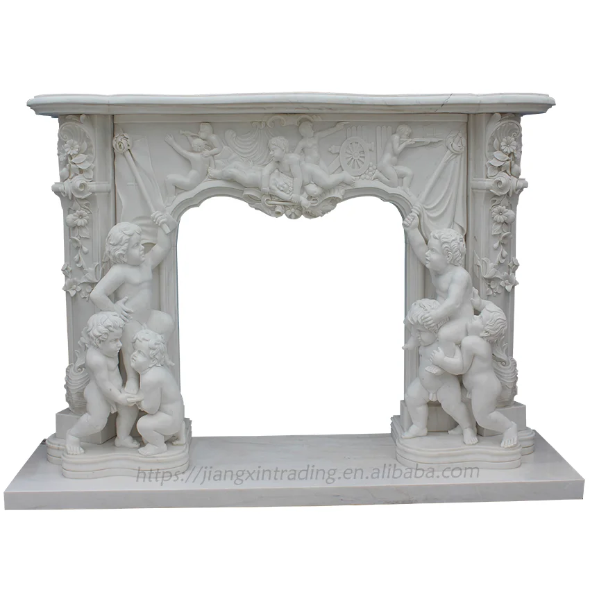 Прямая продажа с фабрики, европейский стиль, резная белая мраморная каминная полка