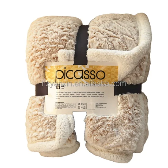 High quality Luxury 100% polyester brush PV plush throw blanket sherpa blanket sheep wool blanket