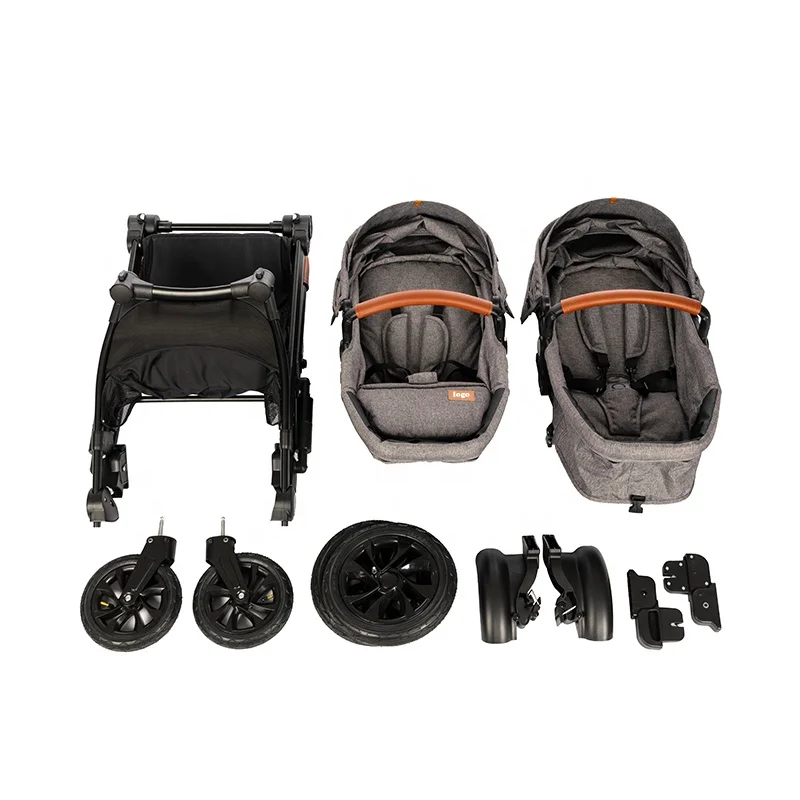 3 in 1 two twin baby stroller for 0-3 years double