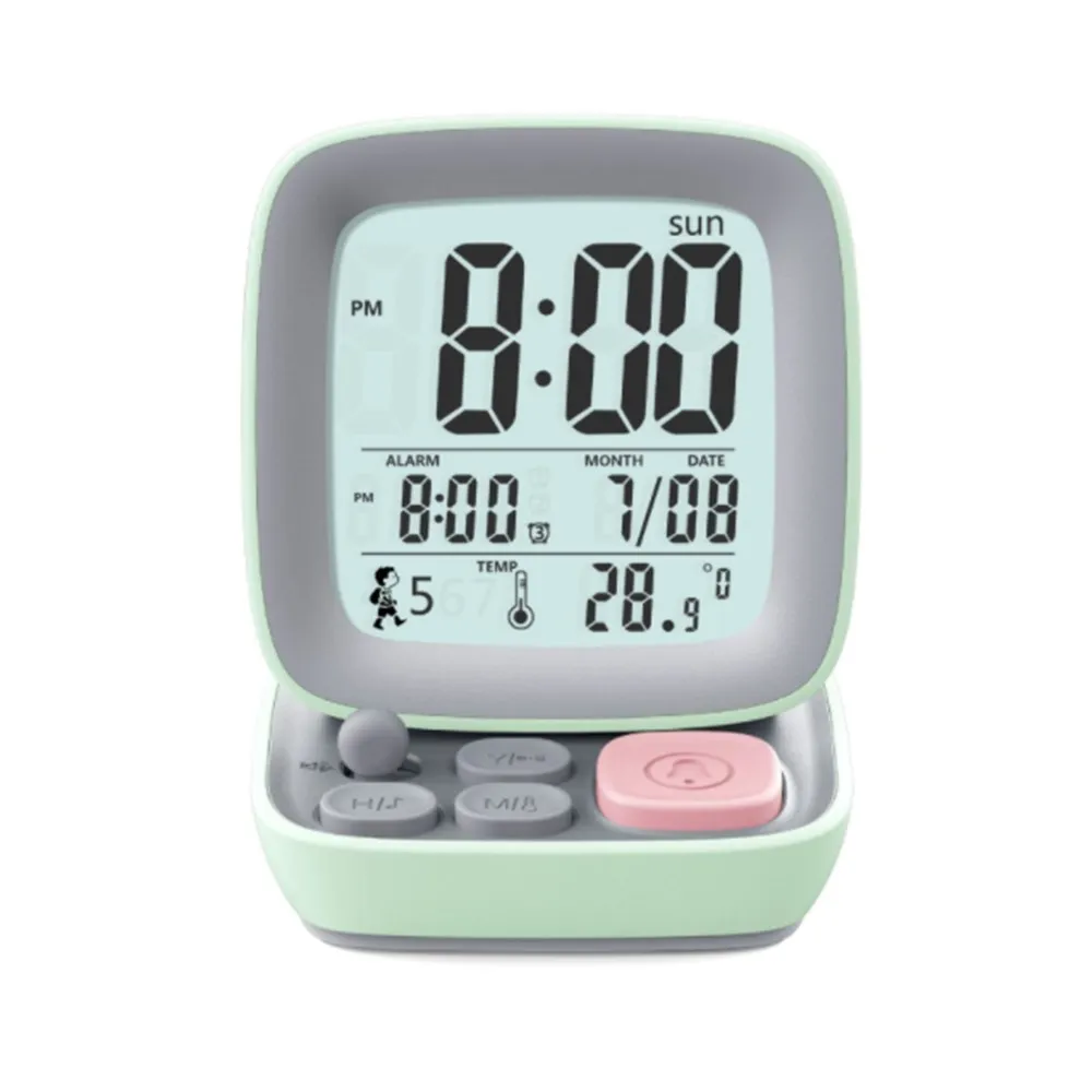 KH-CL006 Vibration Desktop Alarm Bracket LCD Transparent Digital Desk Clock